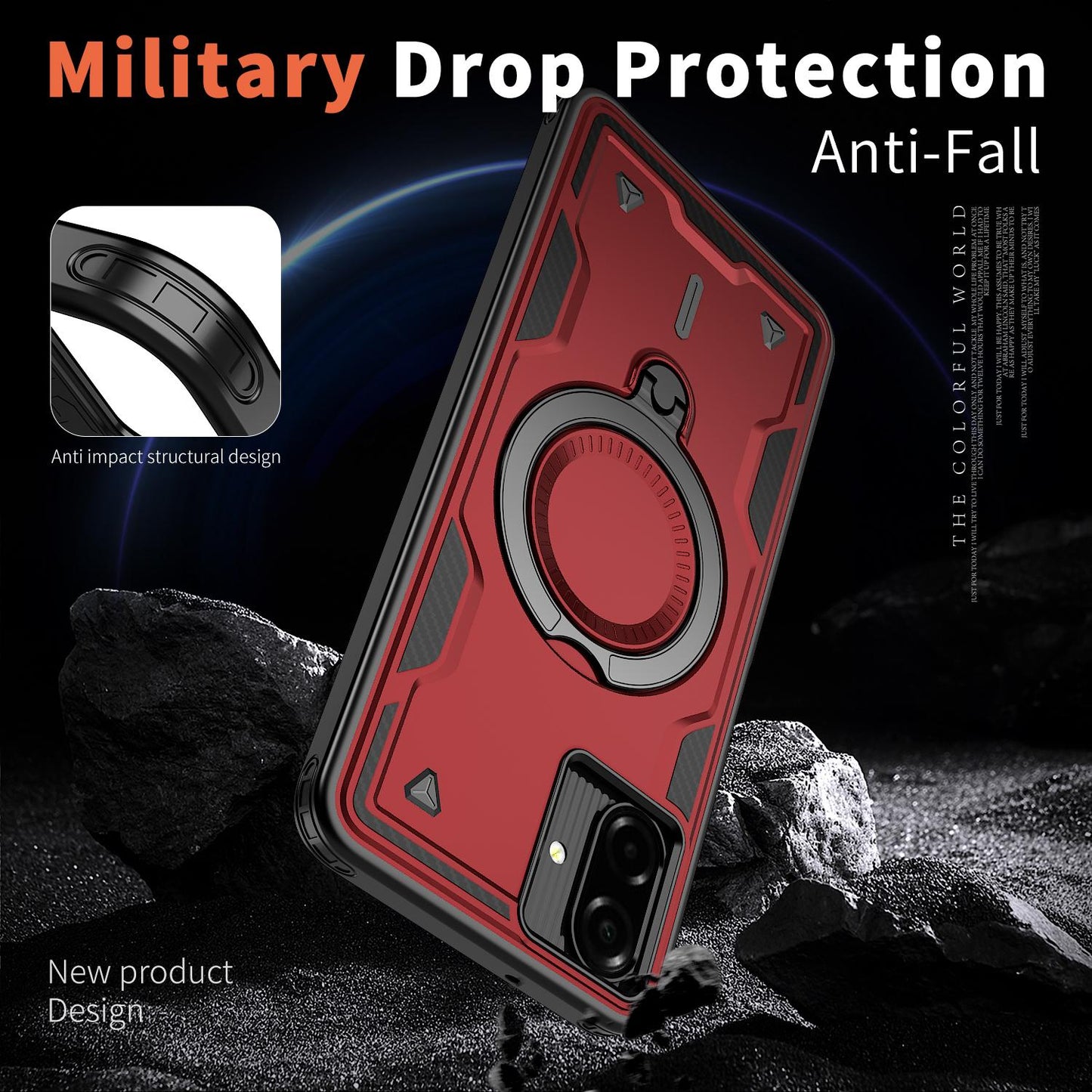 For Galaxy A07 4G / 5G Kalebol PC Hybrid TPU Armor MagSafe Ring Holder Phone Case(Red)