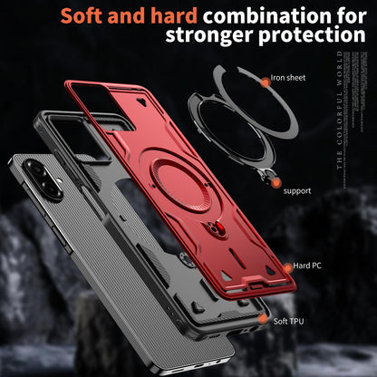For Galaxy A07 4G / 5G Kalebol PC Hybrid TPU Armor MagSafe Ring Holder Phone Case(Red)