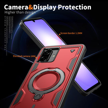 For Galaxy A07 4G / 5G Kalebol PC Hybrid TPU Armor MagSafe Ring Holder Phone Case(Red)