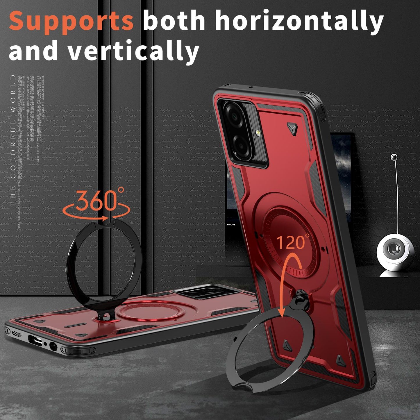 For Galaxy A07 4G / 5G Kalebol PC Hybrid TPU Armor MagSafe Ring Holder Phone Case(Red)