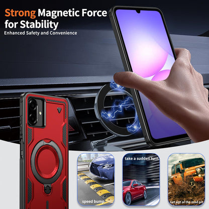 For Galaxy A07 4G / 5G Kalebol PC Hybrid TPU Armor MagSafe Ring Holder Phone Case(Red)