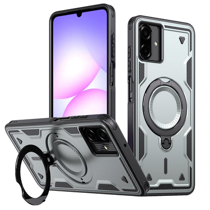 For Galaxy A07 4G / 5G Kalebol PC Hybrid TPU Armor MagSafe Ring Holder Phone Case(Gray)