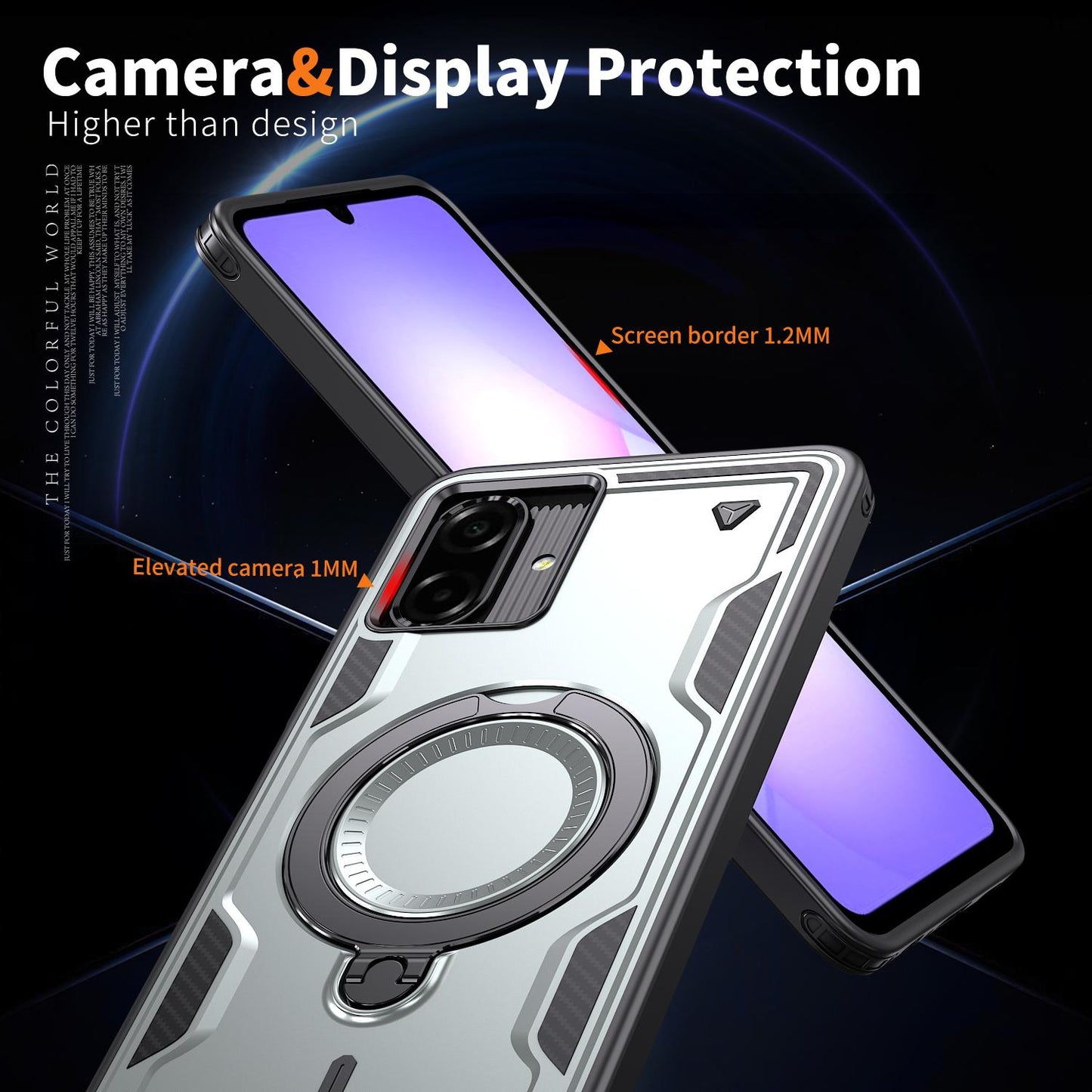 For Galaxy A07 4G / 5G Kalebol PC Hybrid TPU Armor MagSafe Ring Holder Phone Case(Gray)