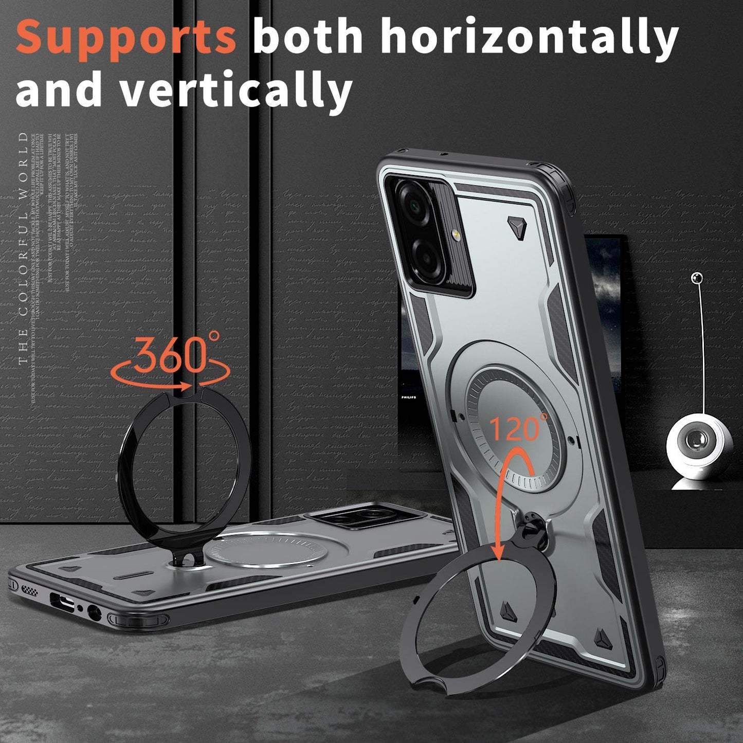 For Galaxy A07 4G / 5G Kalebol PC Hybrid TPU Armor MagSafe Ring Holder Phone Case(Gray)