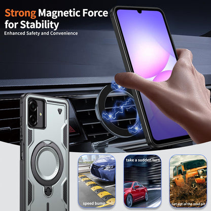 For Galaxy A07 4G / 5G Kalebol PC Hybrid TPU Armor MagSafe Ring Holder Phone Case(Gray)
