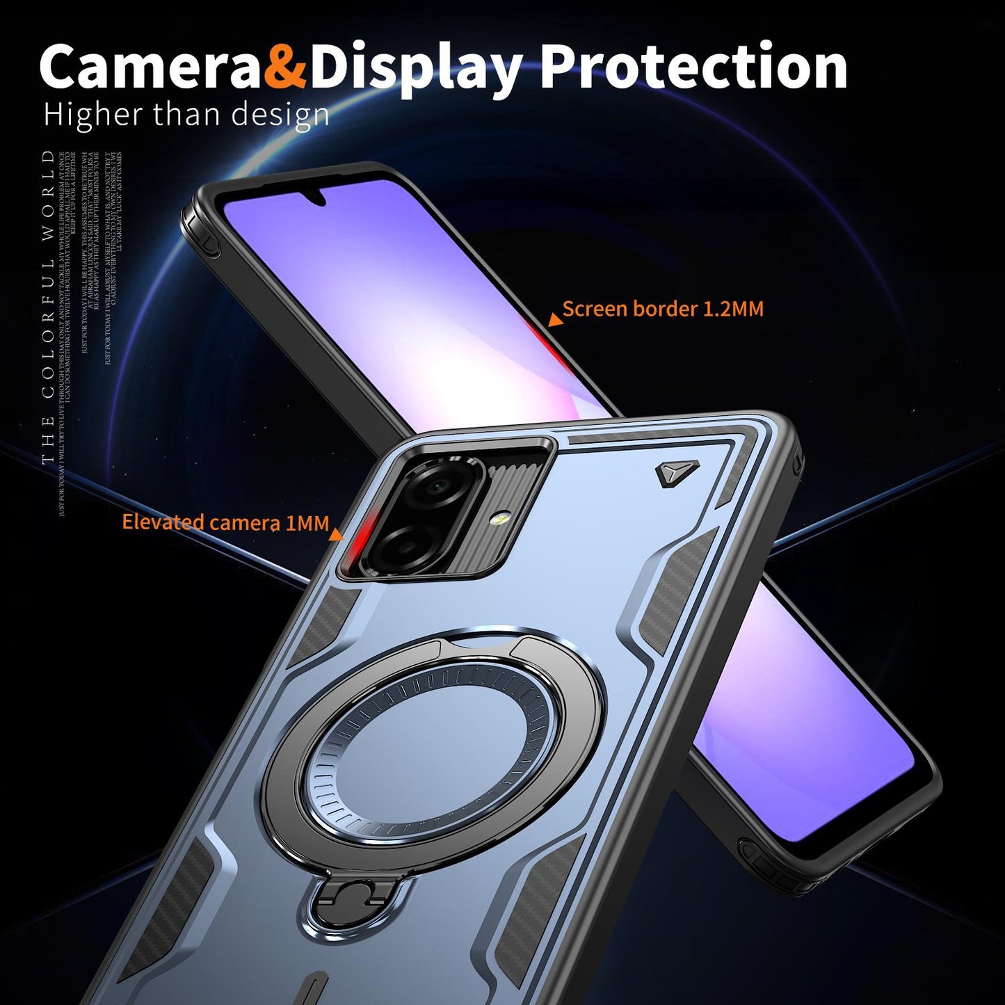For Galaxy A07 4G / 5G Kalebol PC Hybrid TPU Armor MagSafe Ring Holder Phone Case(Blue)