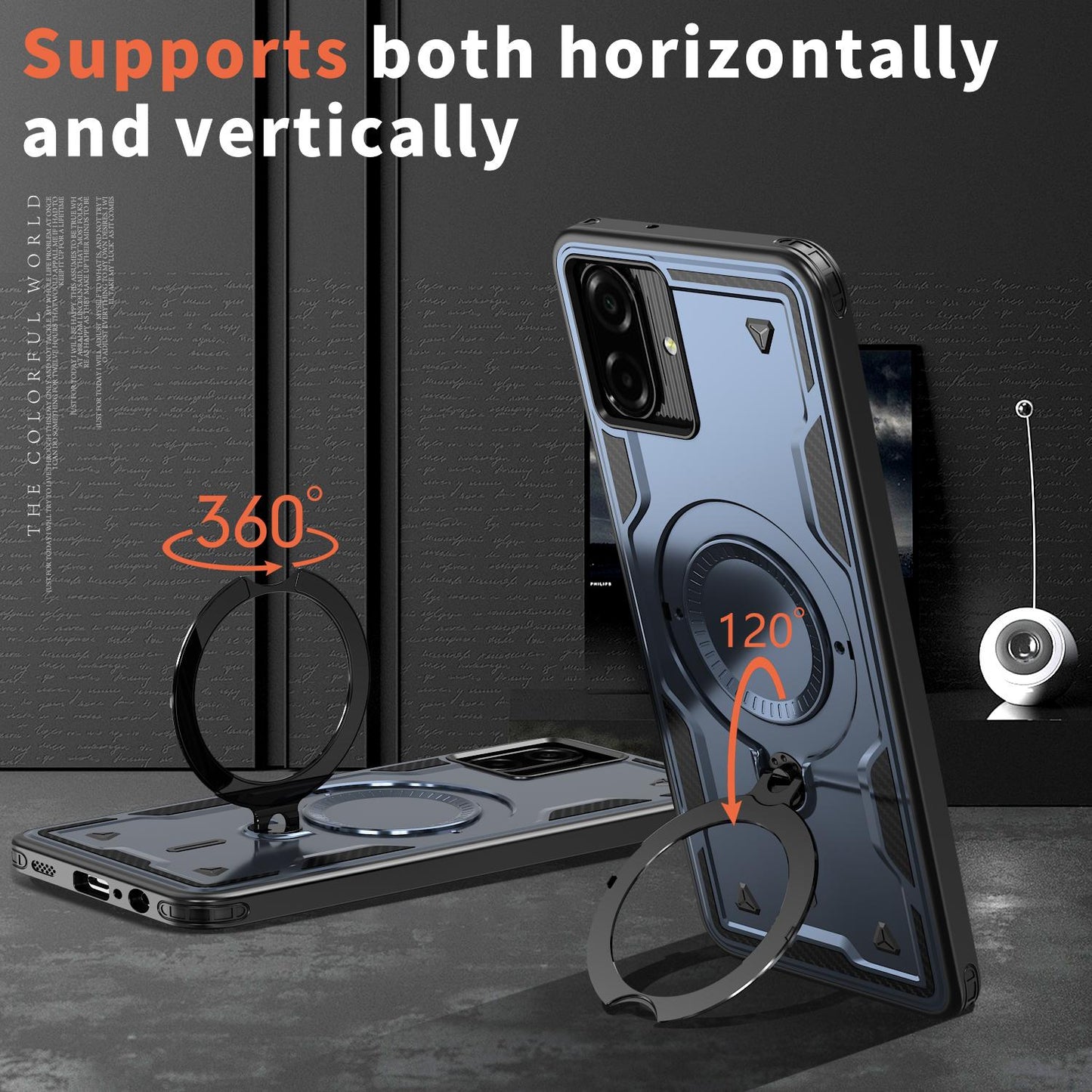 For Galaxy A07 4G / 5G Kalebol PC Hybrid TPU Armor MagSafe Ring Holder Phone Case(Blue)