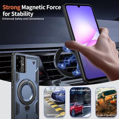 For Galaxy A07 4G / 5G Kalebol PC Hybrid TPU Armor MagSafe Ring Holder Phone Case(Blue)