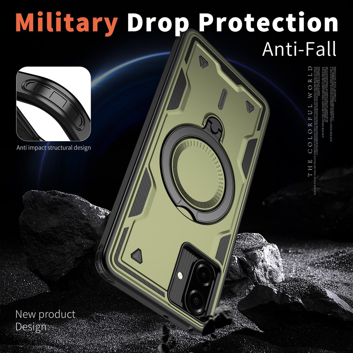 For Galaxy A07 4G / 5G Kalebol PC Hybrid TPU Armor MagSafe Ring Holder Phone Case(Green)