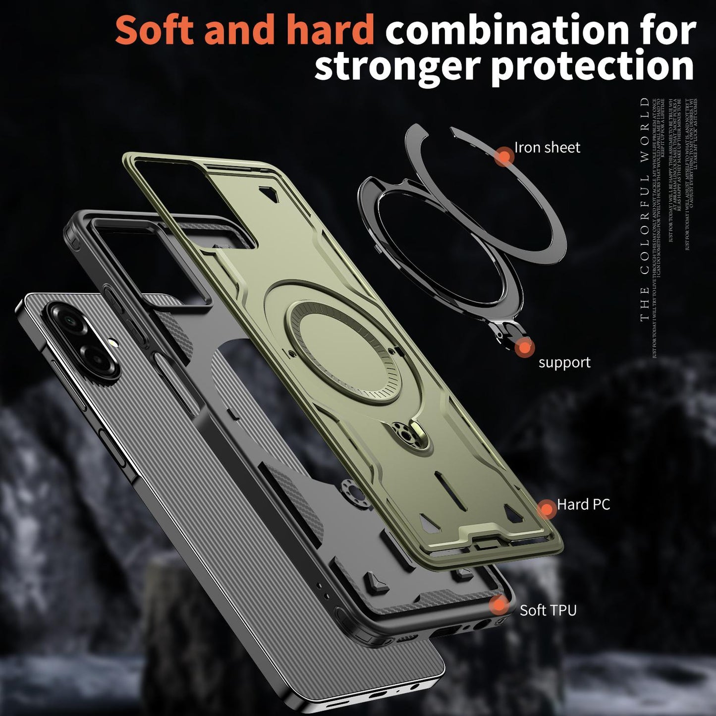 For Galaxy A07 4G / 5G Kalebol PC Hybrid TPU Armor MagSafe Ring Holder Phone Case(Green)