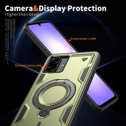 For Galaxy A07 4G / 5G Kalebol PC Hybrid TPU Armor MagSafe Ring Holder Phone Case(Green)