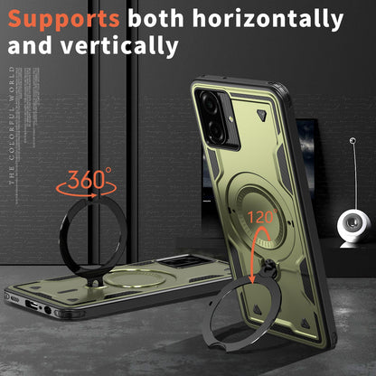 For Galaxy A07 4G / 5G Kalebol PC Hybrid TPU Armor MagSafe Ring Holder Phone Case(Green)