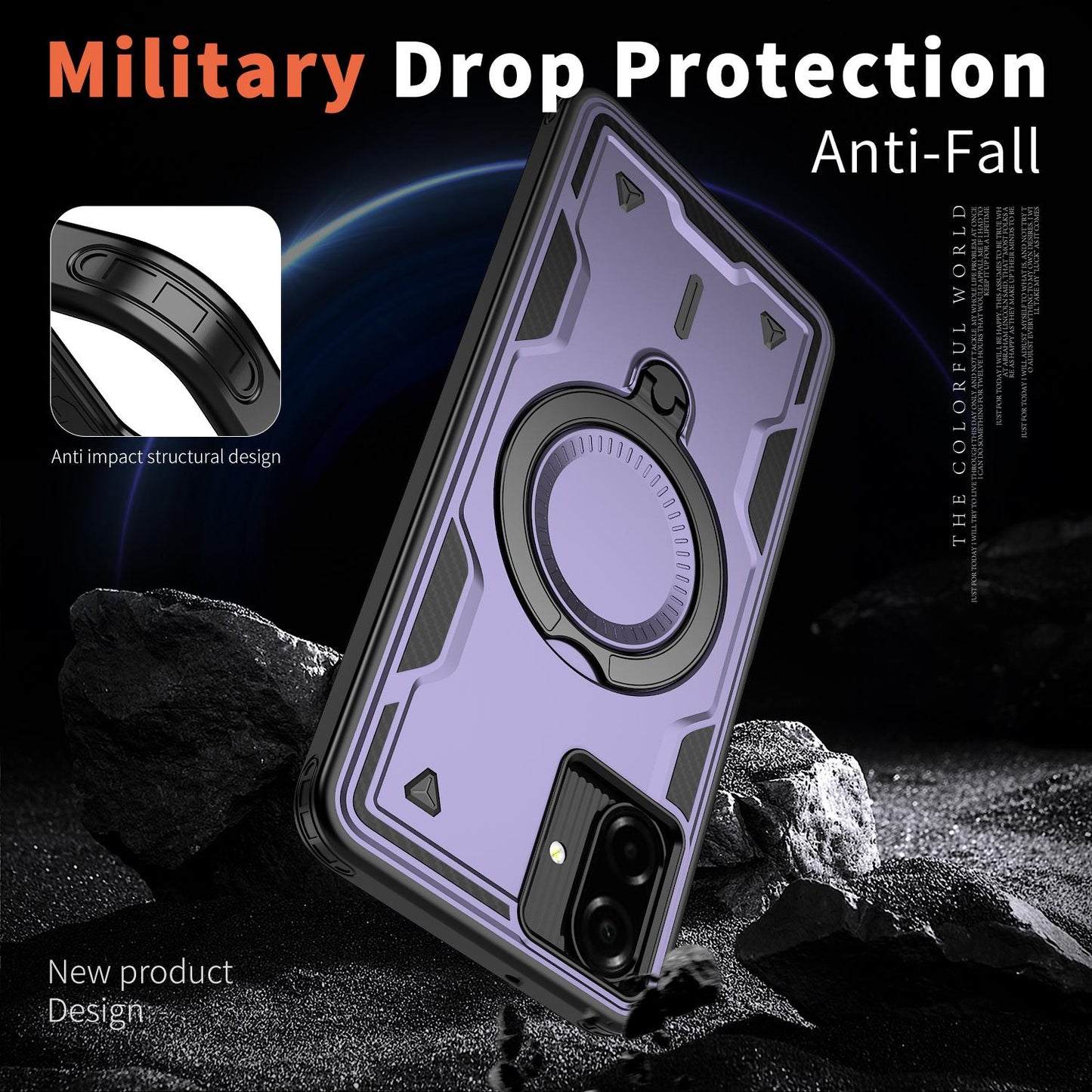 For Galaxy A07 4G / 5G Kalebol PC Hybrid TPU Armor MagSafe Ring Holder Phone Case(Purple)