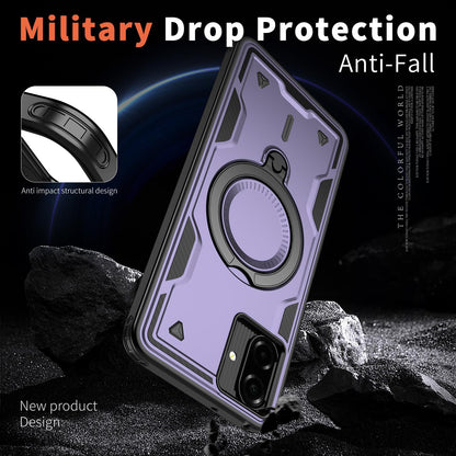 For Galaxy A07 4G / 5G Kalebol PC Hybrid TPU Armor MagSafe Ring Holder Phone Case(Purple)