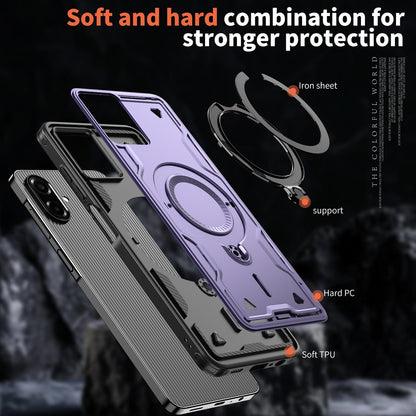 For Galaxy A07 4G / 5G Kalebol PC Hybrid TPU Armor MagSafe Ring Holder Phone Case(Purple)