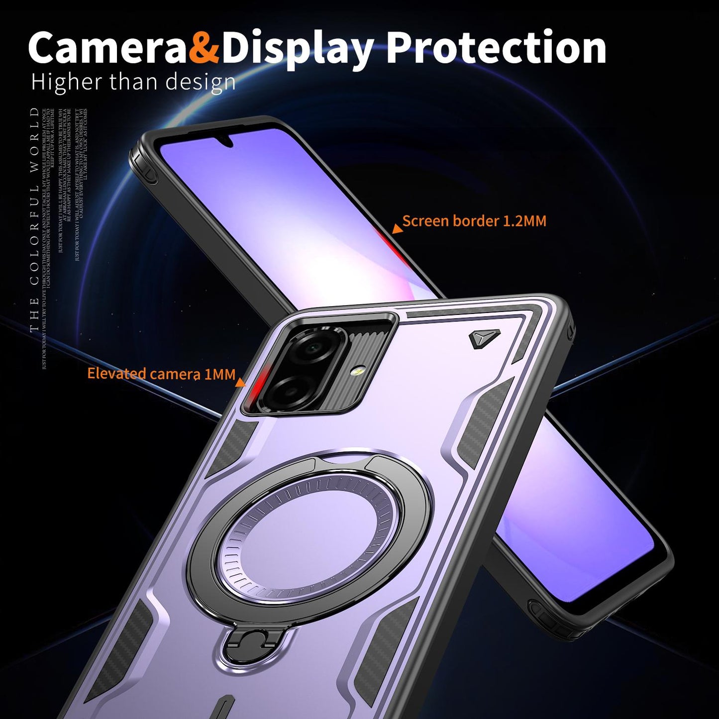 For Galaxy A07 4G / 5G Kalebol PC Hybrid TPU Armor MagSafe Ring Holder Phone Case(Purple)