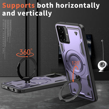 For Galaxy A07 4G / 5G Kalebol PC Hybrid TPU Armor MagSafe Ring Holder Phone Case(Purple)