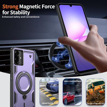 For Galaxy A07 4G / 5G Kalebol PC Hybrid TPU Armor MagSafe Ring Holder Phone Case(Purple)
