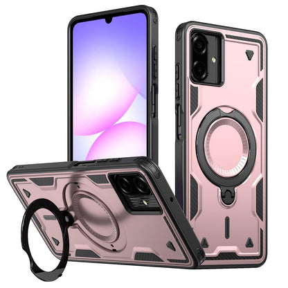 For Galaxy A07 4G / 5G Kalebol PC Hybrid TPU Armor MagSafe Ring Holder Phone Case(Rose Gold)