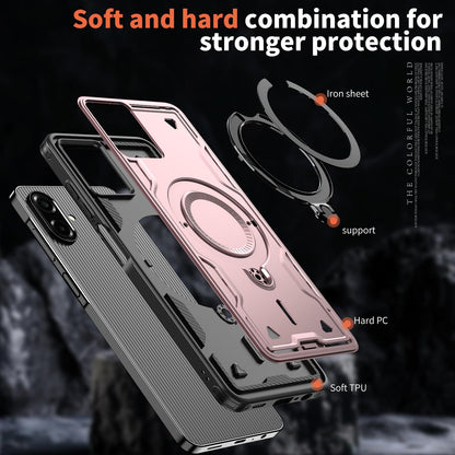 For Galaxy A07 4G / 5G Kalebol PC Hybrid TPU Armor MagSafe Ring Holder Phone Case(Rose Gold)