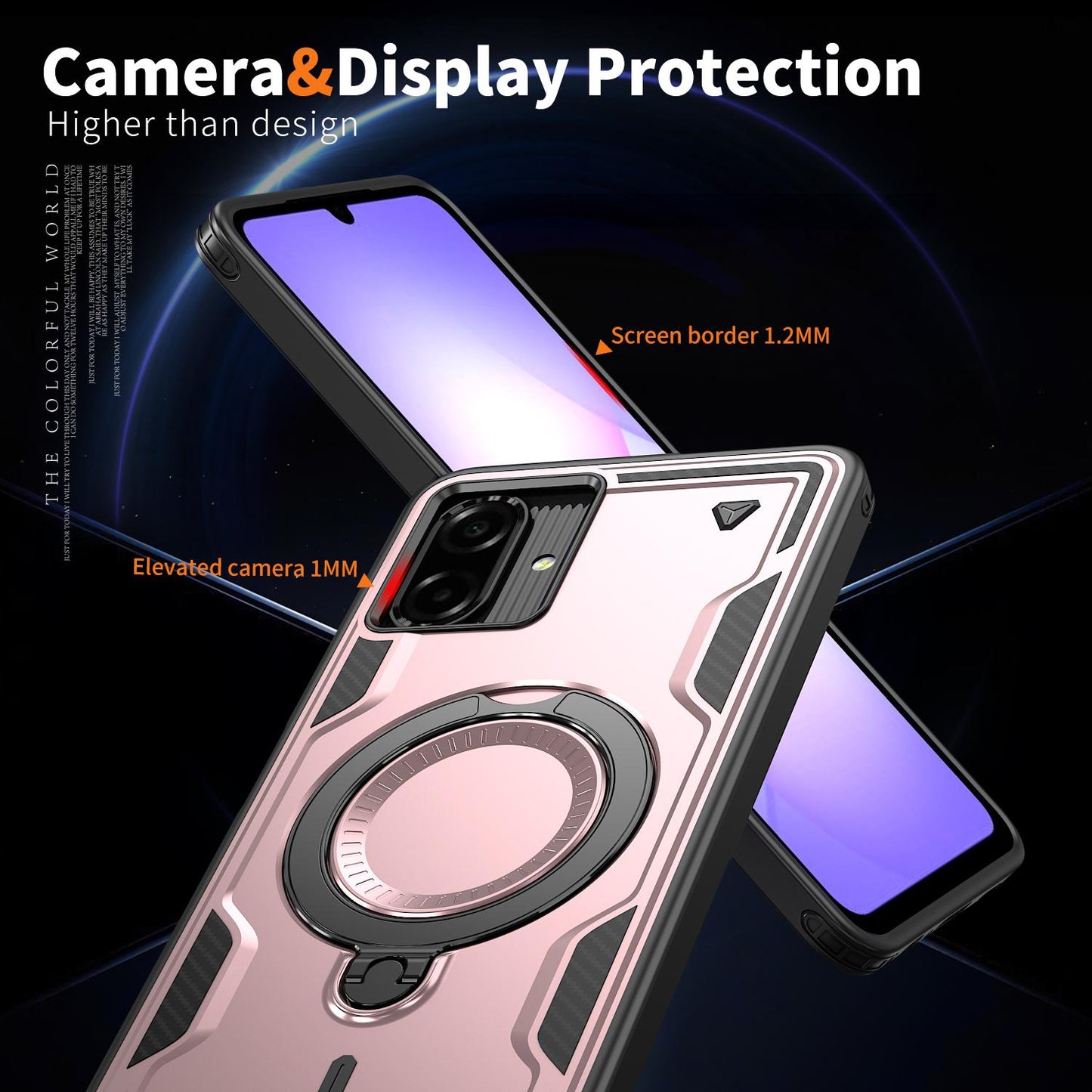 For Galaxy A07 4G / 5G Kalebol PC Hybrid TPU Armor MagSafe Ring Holder Phone Case(Rose Gold)