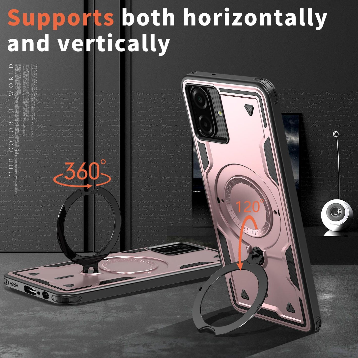 For Galaxy A07 4G / 5G Kalebol PC Hybrid TPU Armor MagSafe Ring Holder Phone Case(Rose Gold)