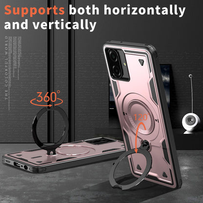 For Galaxy A07 4G / 5G Kalebol PC Hybrid TPU Armor MagSafe Ring Holder Phone Case(Rose Gold)