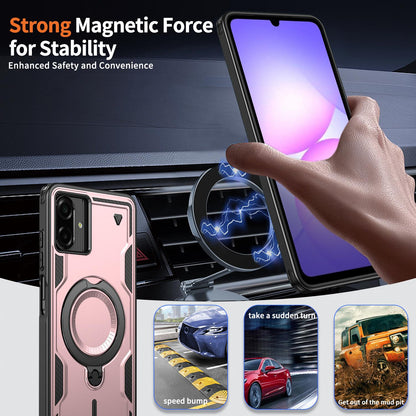For Galaxy A07 4G / 5G Kalebol PC Hybrid TPU Armor MagSafe Ring Holder Phone Case(Rose Gold)