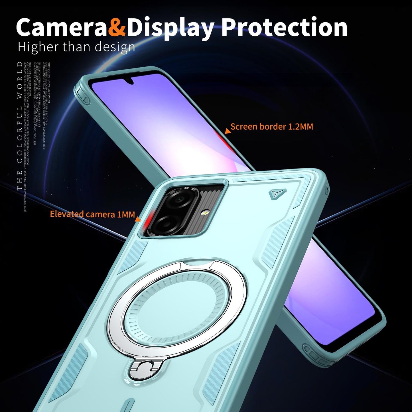 For Galaxy A07 4G / 5G Kalebol PC Hybrid TPU Armor MagSafe Ring Holder Phone Case(Light Blue)