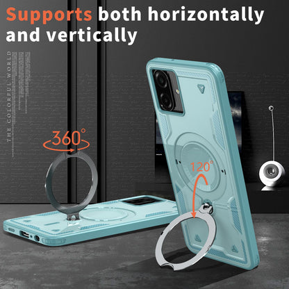 For Galaxy A07 4G / 5G Kalebol PC Hybrid TPU Armor MagSafe Ring Holder Phone Case(Light Blue)