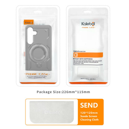 For Galaxy A57 5G Kalebol PC Hybrid TPU Armor MagSafe Ring Holder Phone Case(Gray)