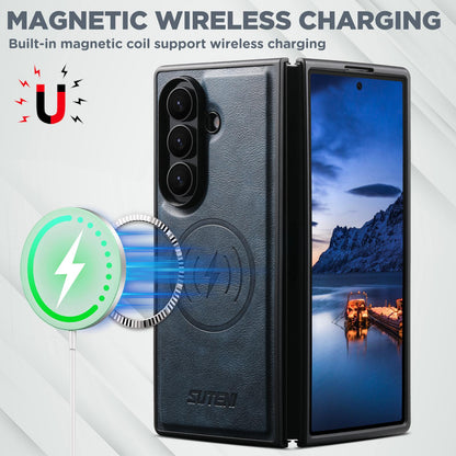 For Galaxy Z Fold8 Ultra 5G Suteni G5 Cowhide Leather Magnetic Phone Case - Blue - SYA003160903C