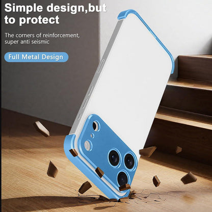 For iPhone 18 Pro Max Ultra-thin Frameless Titanium Alloy Four Corner Shockproof Phone Case - Light Blue - SYA003189605A
