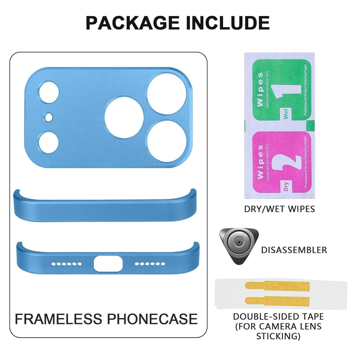 For iPhone 18 Pro Max Ultra-thin Frameless Titanium Alloy Four Corner Shockproof Phone Case - Light Blue - SYA003189605A