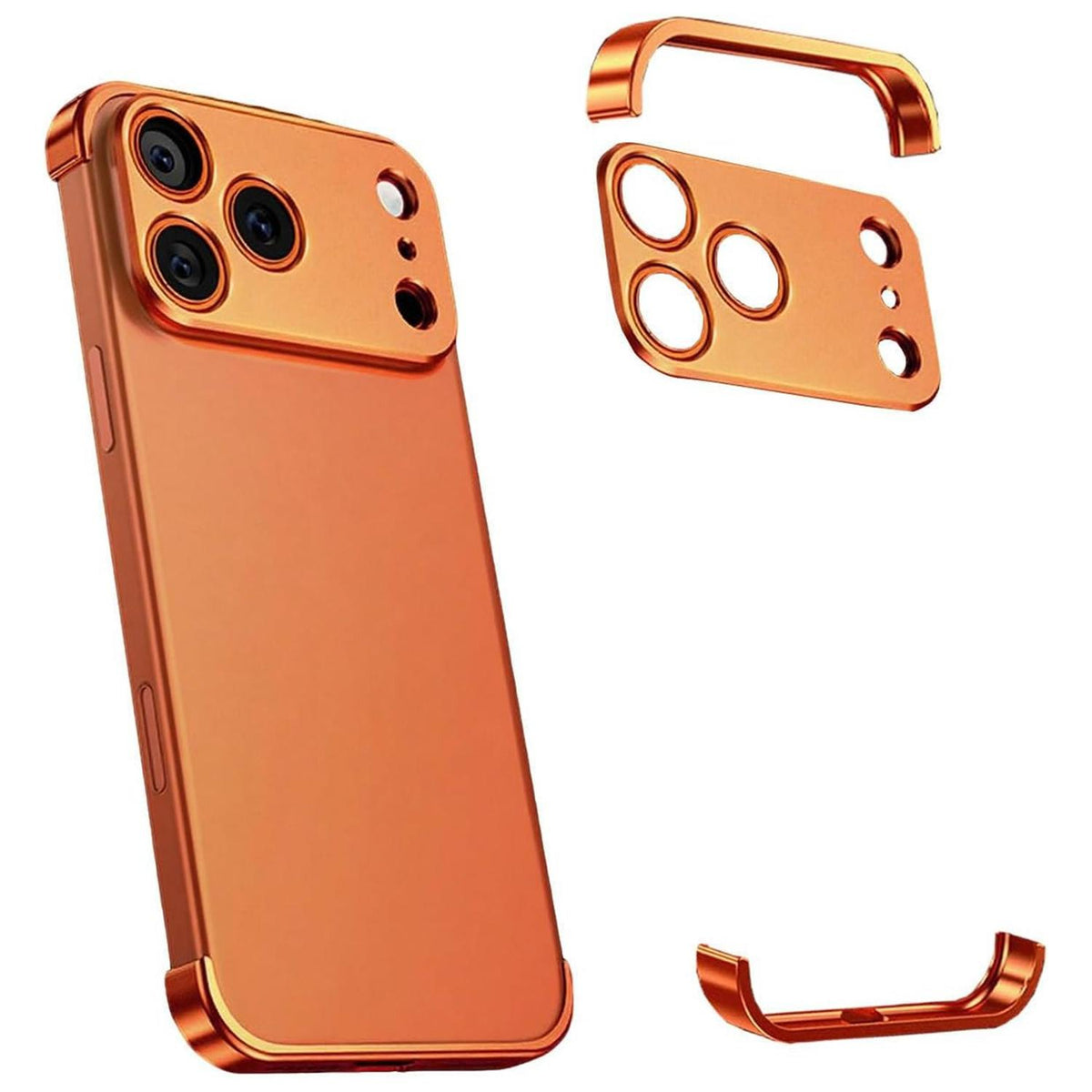 For iPhone 18 Pro Max Ultra-thin Frameless Titanium Alloy Four Corner Shockproof Phone Case - Orange - SYA003189605B
