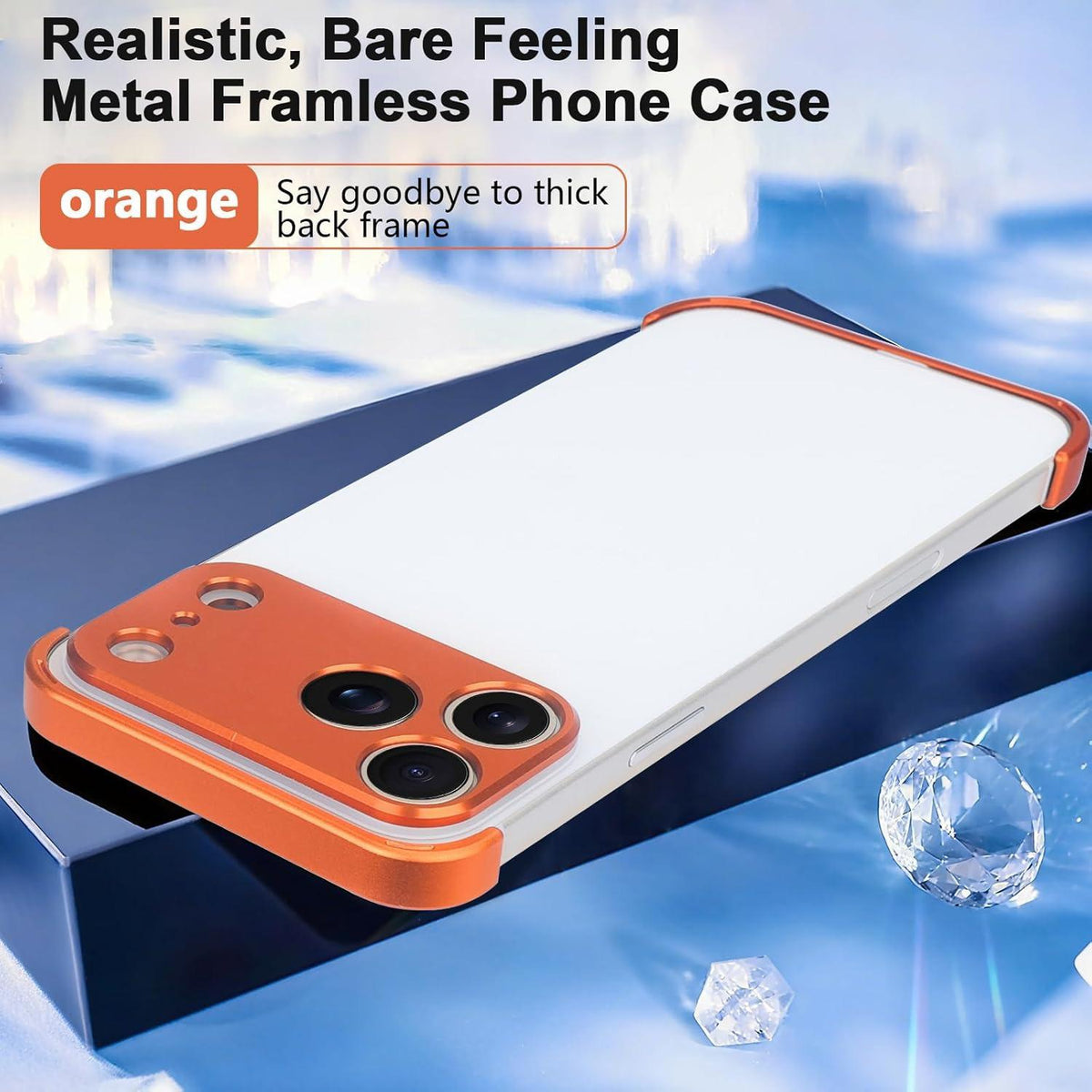 For iPhone 18 Pro Max Ultra-thin Frameless Titanium Alloy Four Corner Shockproof Phone Case - Orange - SYA003189605B