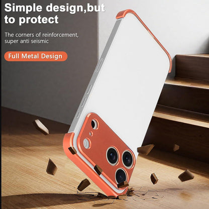 For iPhone 18 Pro Max Ultra-thin Frameless Titanium Alloy Four Corner Shockproof Phone Case - Orange - SYA003189605B