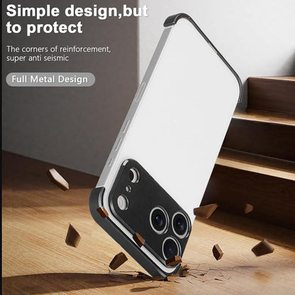 For iPhone 18 Pro Max Ultra-thin Frameless Titanium Alloy Four Corner Shockproof Phone Case - Black - SYA003189605C