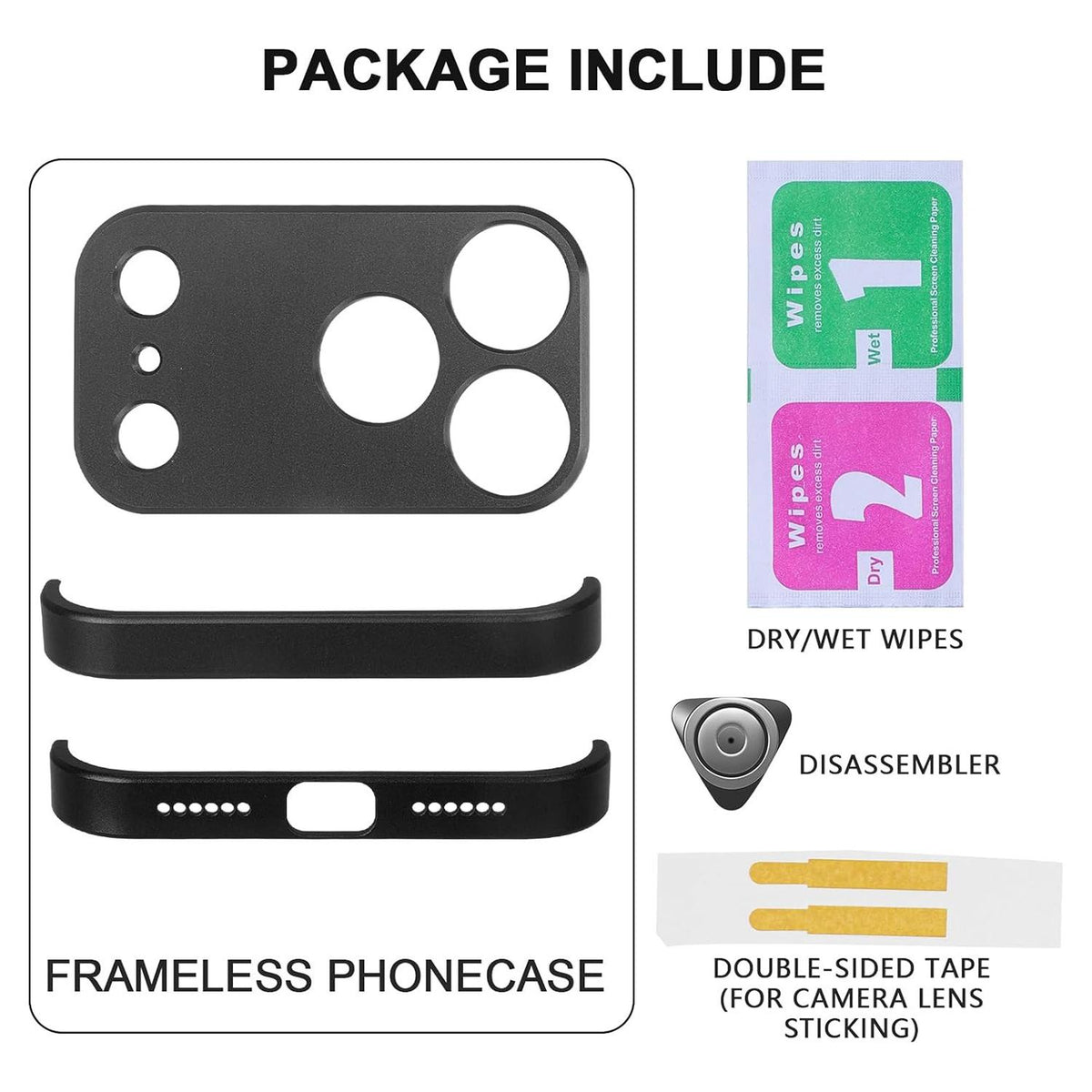 For iPhone 18 Pro Max Ultra-thin Frameless Titanium Alloy Four Corner Shockproof Phone Case - Black - SYA003189605C