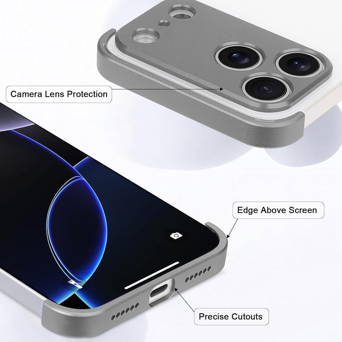 For iPhone 18 Pro Max Ultra-thin Frameless Titanium Alloy Four Corner Shockproof Phone Case - Titanium Gray - SYA003189605D