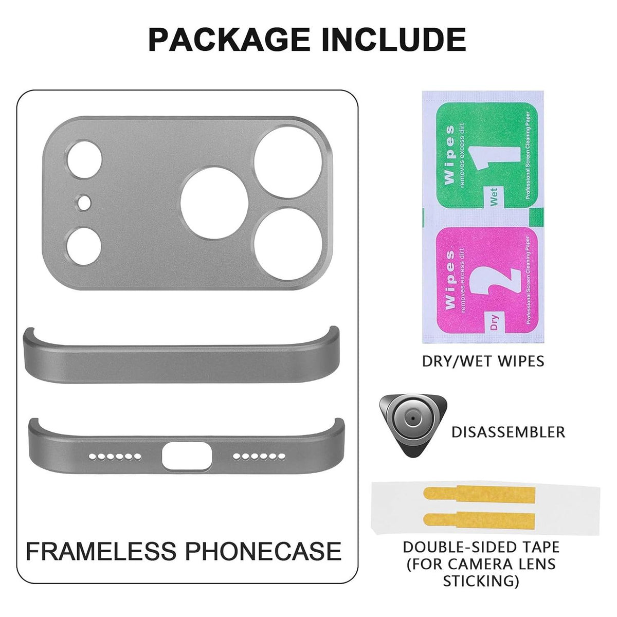 For iPhone 18 Pro Max Ultra-thin Frameless Titanium Alloy Four Corner Shockproof Phone Case - Titanium Gray - SYA003189605D