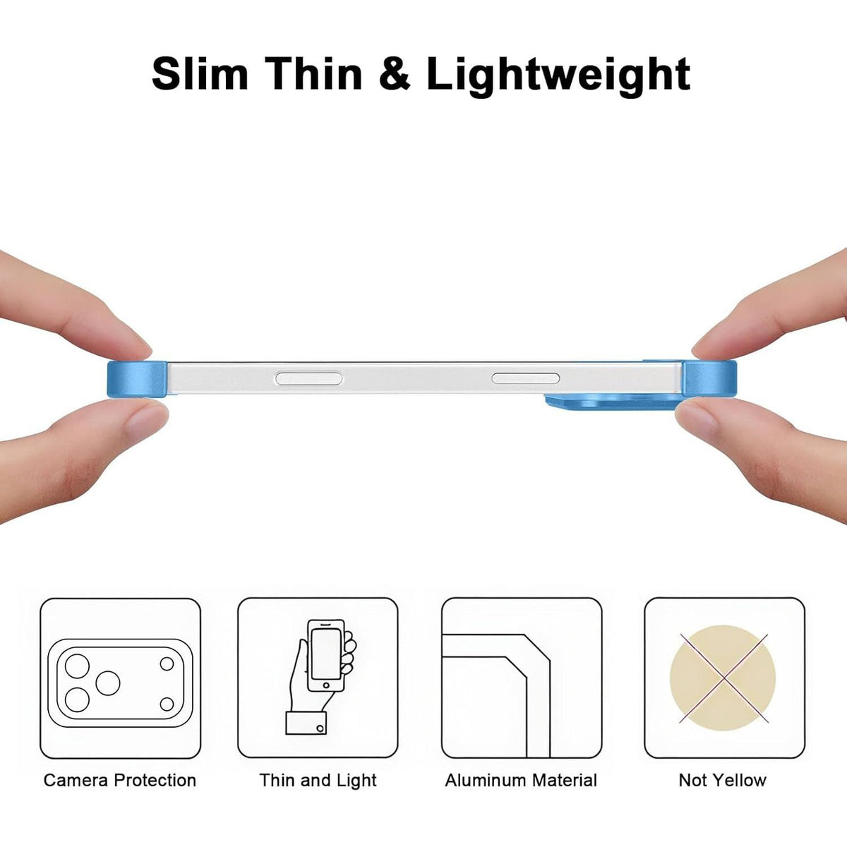 For iPhone 18 Pro Ultra-thin Frameless Titanium Alloy Four Corner Shockproof Phone Case - Light Blue - SYA003189606A