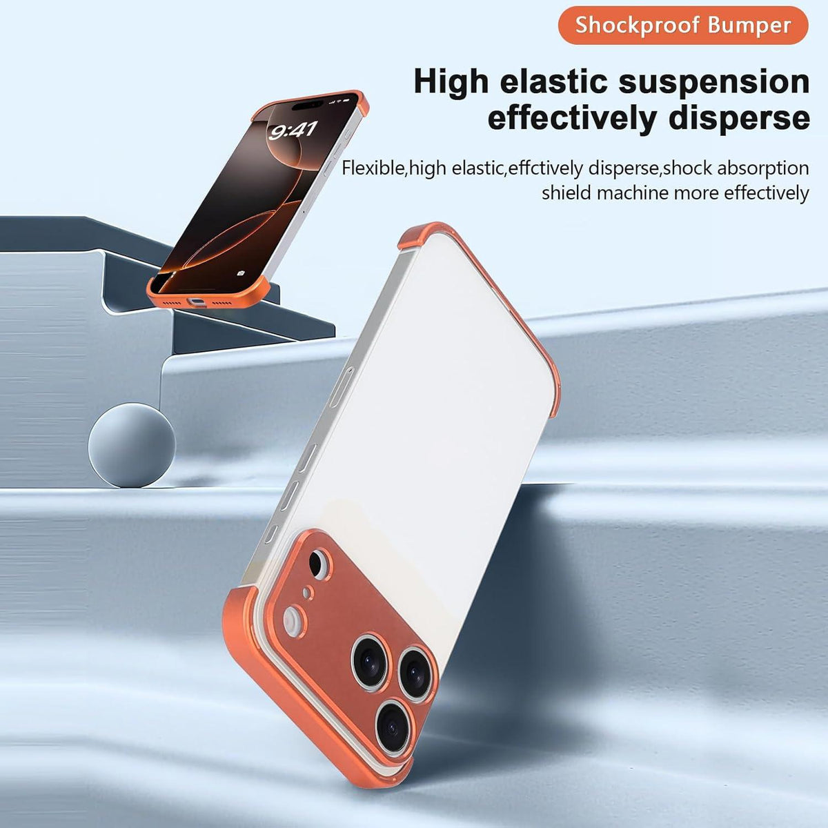 For iPhone 18 Pro Ultra-thin Frameless Titanium Alloy Four Corner Shockproof Phone Case - Orange - SYA003189606B