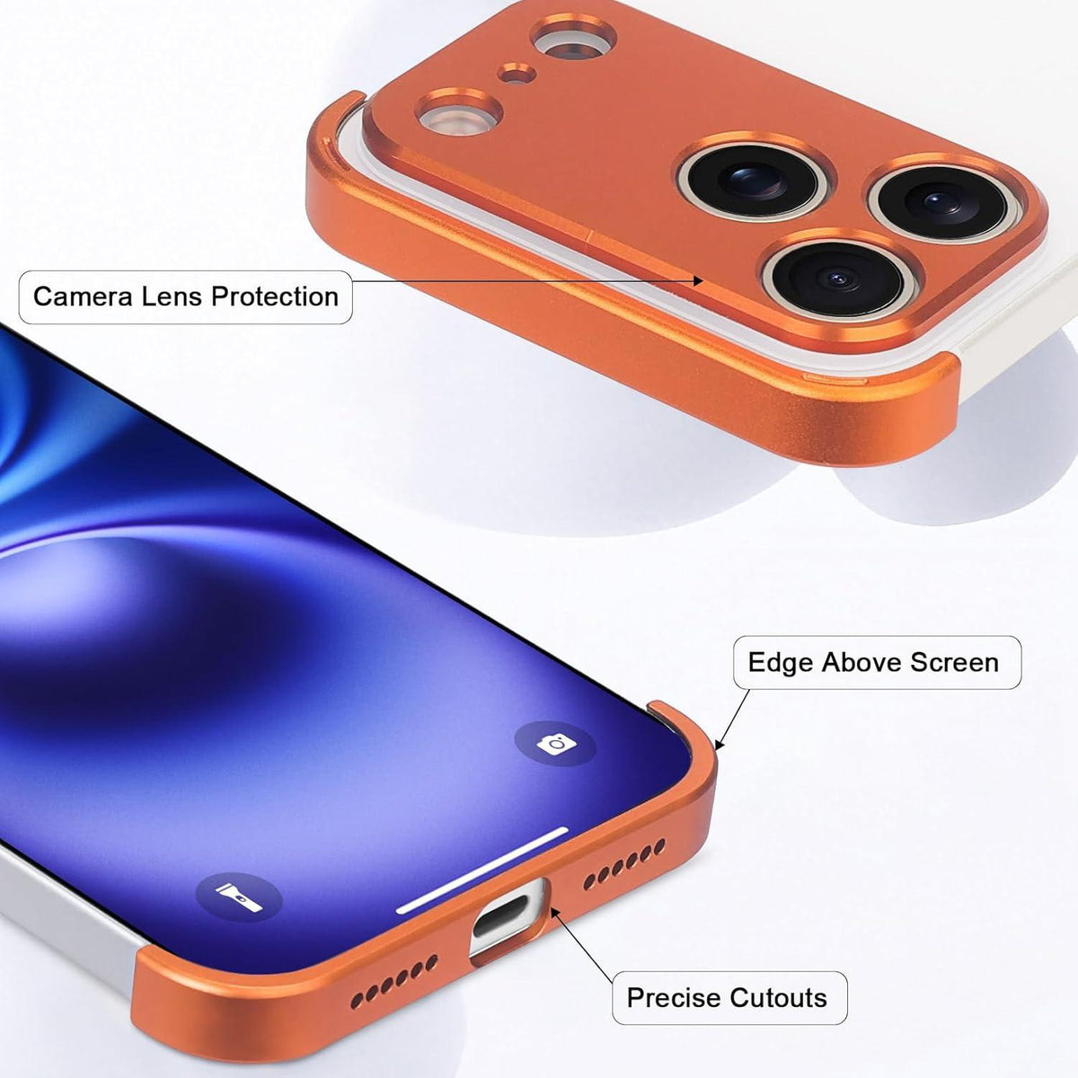 For iPhone 18 Pro Ultra-thin Frameless Titanium Alloy Four Corner Shockproof Phone Case - Orange - SYA003189606B