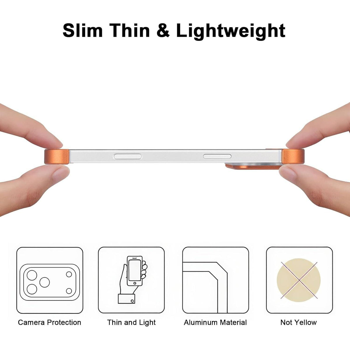 For iPhone 18 Pro Ultra-thin Frameless Titanium Alloy Four Corner Shockproof Phone Case - Orange - SYA003189606B