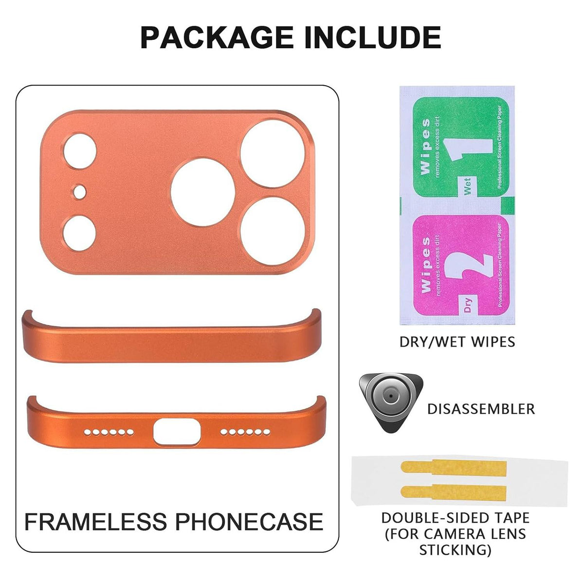 For iPhone 18 Pro Ultra-thin Frameless Titanium Alloy Four Corner Shockproof Phone Case - Orange - SYA003189606B
