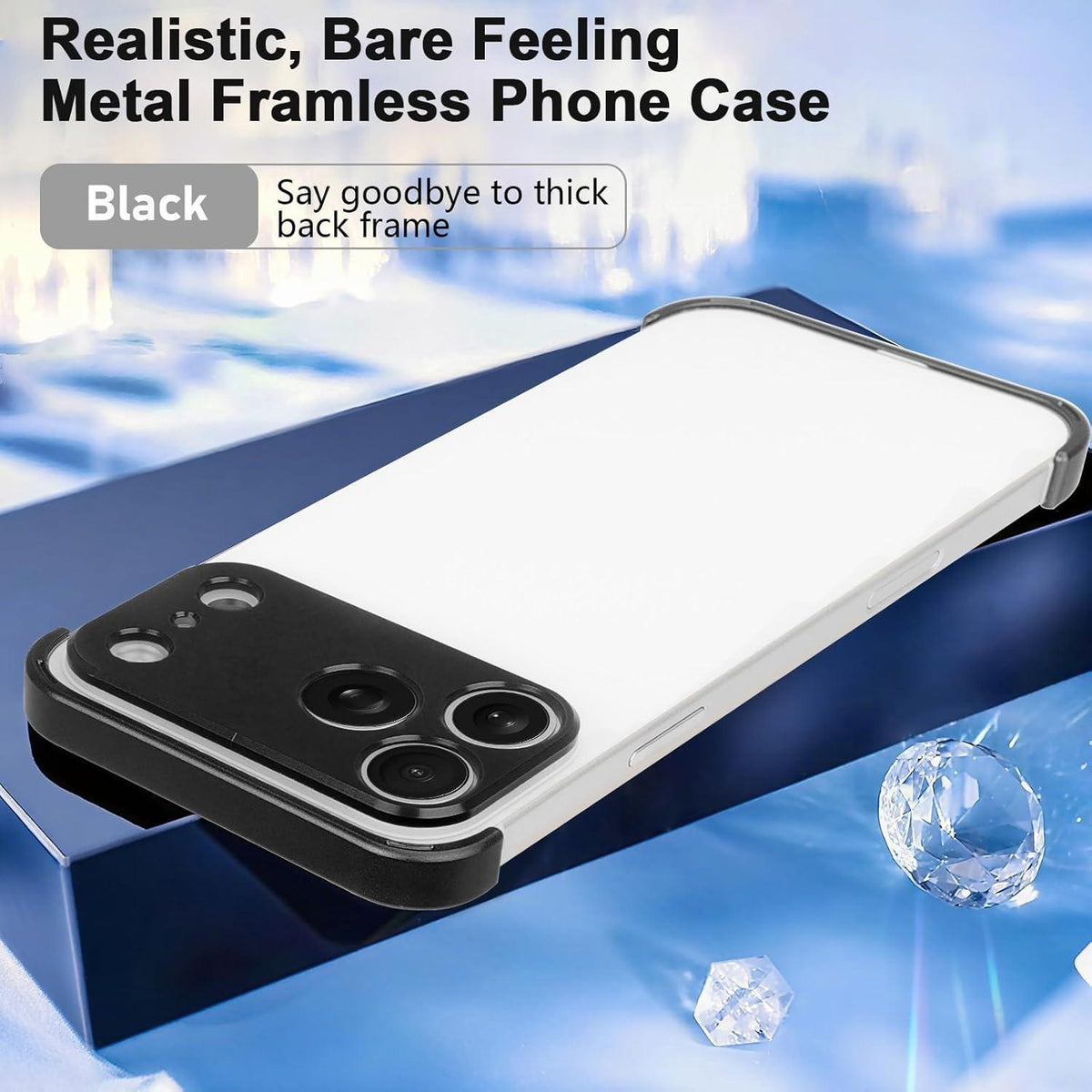 For iPhone 18 Pro Ultra-thin Frameless Titanium Alloy Four Corner Shockproof Phone Case - Black - SYA003189606C