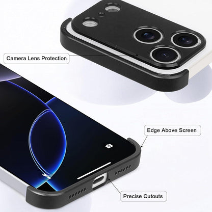 For iPhone 18 Pro Ultra-thin Frameless Titanium Alloy Four Corner Shockproof Phone Case - Black - SYA003189606C