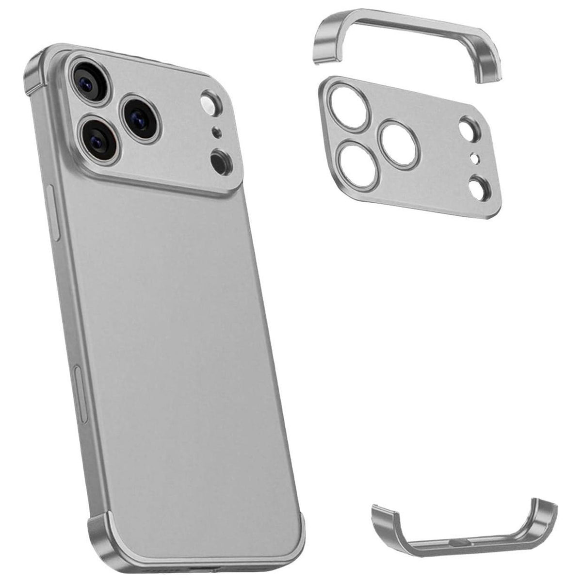 For iPhone 18 Pro Ultra-thin Frameless Titanium Alloy Four Corner Shockproof Phone Case - Titanium Gray - SYA003189606D