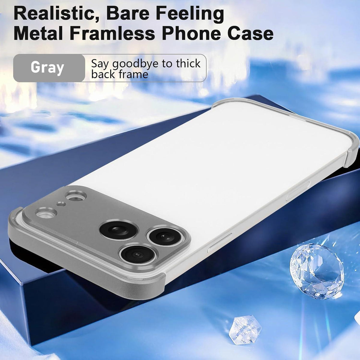 For iPhone 18 Pro Ultra-thin Frameless Titanium Alloy Four Corner Shockproof Phone Case - Titanium Gray - SYA003189606D